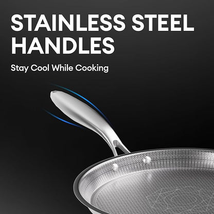 COOKER KING 10-Inch Stainless Steel Pan, Hybrid Nonstick Frying Pan, Skillet, 3-Ply Clad Cookware, Even Heat Distribution, Dishwasher & Oven Safe, with Stay-Cool Handle, Induction Compatible - Image 7