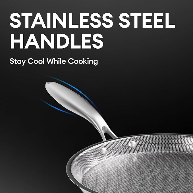 COOKER KING 8-Inch Stainless Steel Pan, Hybrid Nonstick Frying Pan, Skillet, 3-Ply Clad Cookware, Even Heat Distribution, Dishwasher & Oven Safe, with Stay-Cool Handle, Induction Compatible - Image 7