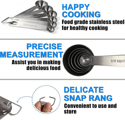 Measuring Spoons, Premium Heavy Duty Stainless Steel Measuring Spoons Cups Set, Small Tablespoon with Metric and US Measurements, Set of 6 for Measuring Dry and Liquid Ingredients - Image 3