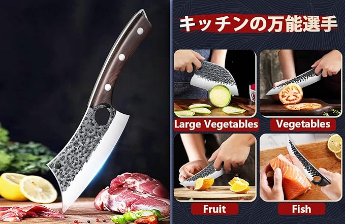 DRGSKL Serbian Chef Knife Set - Hand Forged Knife Set with Bag - Full Tang Kitchen Knives with High Carbon Steel - Meat Cleaver Butcher Boning Knives for Brisket Trimming - Gifts for Mom - Image 6