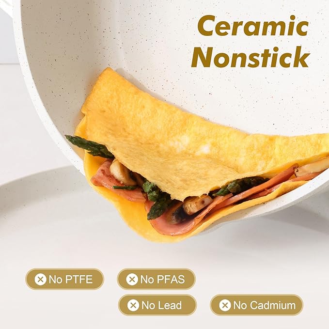 SENSARTE Nonstick Frying Pan Skillet with Lid 3.5/4.5/5QT, Ceramic Saute Pan,Deep Fring Pan Non-toxic Cooking Pot, Stay-cool Handle, Induction Compatible, PFAS Free - Image 2