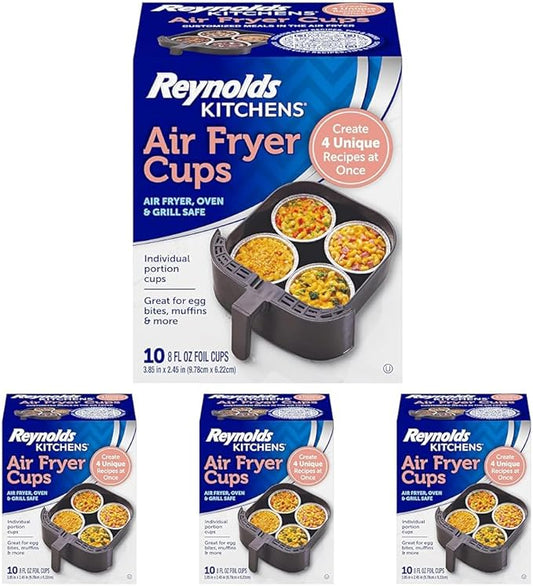 Reynolds Kitchens Air Fryer Cups, Easily Cook Individual Air Fryer Food and Non-Traditional Foods, Great for Meal Prepping and Picky Eaters, Oven-Safe and Grill-Safe, 40 Pack, 8 fl oz. by ReynoldsConsumerProducts
