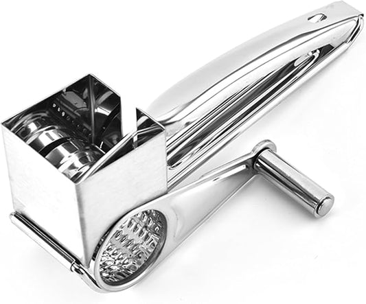 Handheld Cheese Grater Shredder, Stainless Steel | Effortless Hand Crank Rotary Design - Quickly Prep Parmesan, Vegetables, Nuts for Salads, Pasta & & Easy-Clean Kitchen Tool for Everyday Cooking