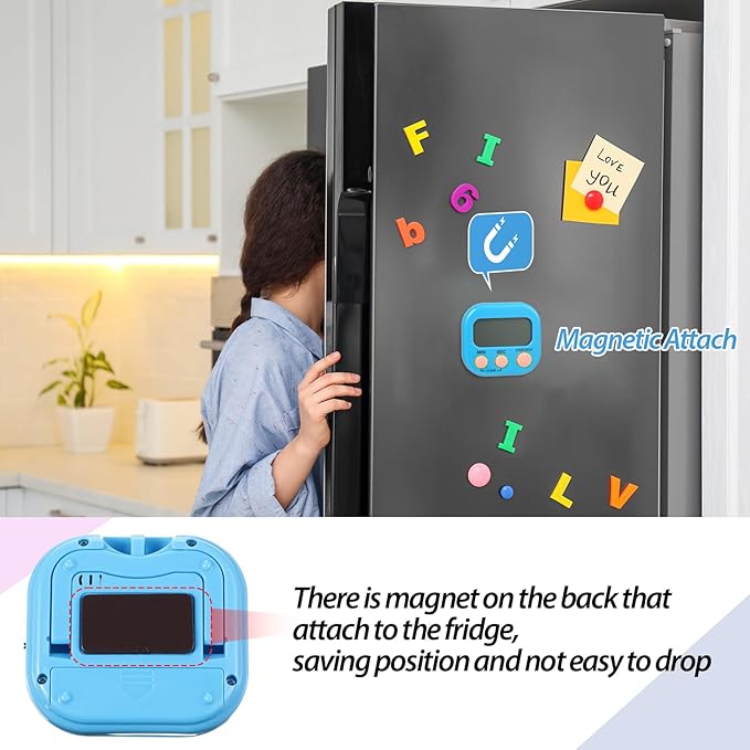 Leumoi 24 Pcs Digital Kitchen Timers Bulk Small Magnetic Timer On/Off Switch Minute Second Count up Countdown Loud Alarm for Classroom Cooking Baking(Blue) - Image 6