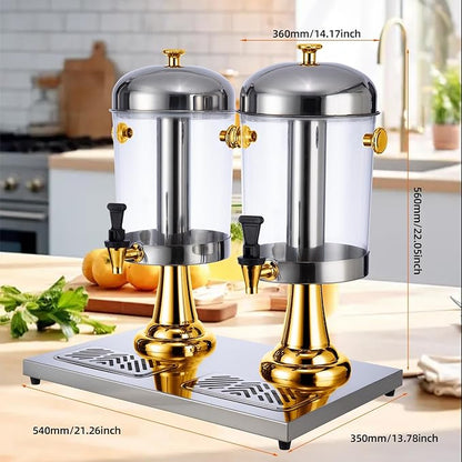 2 Gallon Beverage Dispenser with Stand,Juice Drink Dispensers with Ice Core for Parties, Weddings & Outdoor (GOLD)
