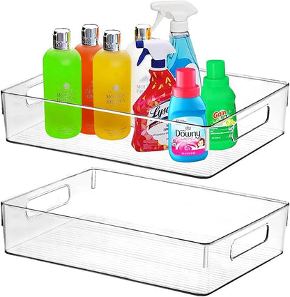 Clear Plastic Storage Bins, Perfect for Kitchen Organization or Pantry Organization and Storage, Large Fridge Organizer Plastic Bins, Pantry Organization and Storage Bins, Cabinet Organizers - Image 6
