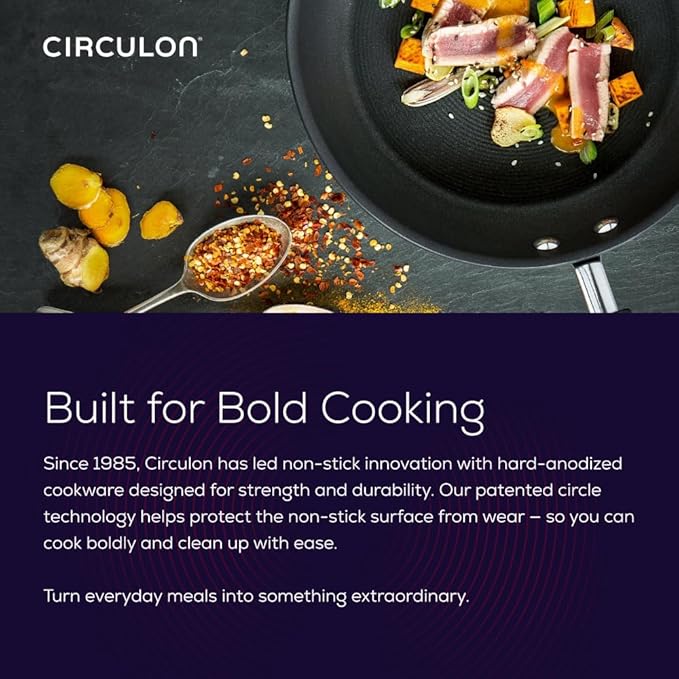 Circulon Radiance Deep Hard Anodized Nonstick Frying Pan /Skillet with Lid - 12 Inch, Gray - Image 8