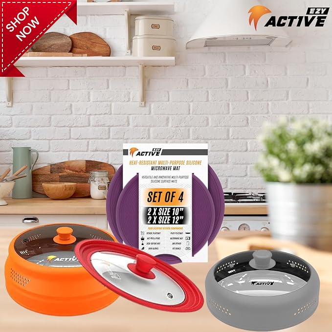 Collapsible Microwave Cover for Food - Silicone and Glass Splatter Guard Lid for 6-12 inch Plates & Bowls, Dishwasher Safe, Heat Resistant, BPA-Free, Orange - Image 5
