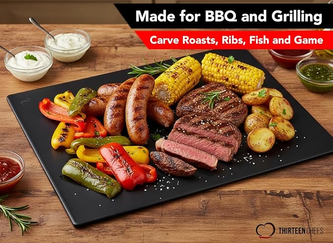 Thirteen Chefs Extra Large 24 x 18 Black Cutting Board - 1/2" Thick HDPE Plastic for Restaurants and Professional Kitchens - Image 4