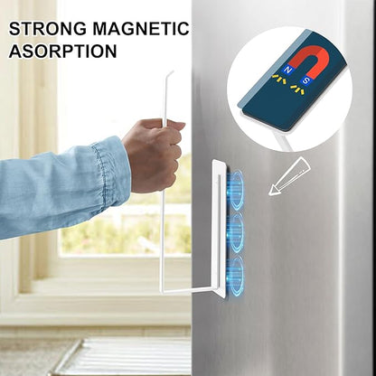 Magnetic Paper Towel Holder,White Towel Bar Rack for Refrigerator BBQ Grills Griddles Toolbox RVs Tailgates,Heavy Duty Strong Magnet Backing,12”(L) x 3”(H),Fit Most US Paper Roll