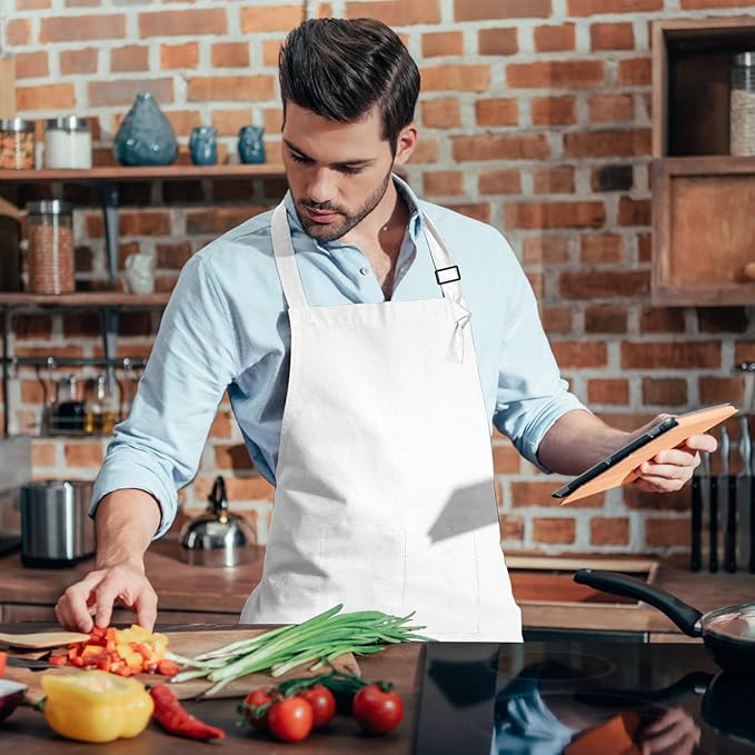 15 Pcs Adult Aprons Bulk with Pockets Adjustable Bib Chef Apron for Women Men Painting Cooking Crafting (S/L) - Image 7