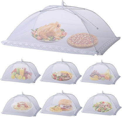 7 Pack Food Covers for Outside Mesh, Food Nets for Outdoors Large Food Covers, Food Tents Screen Outside,Reusable Pop-Up Umbrella Food Nets for Picnics, Parties, BBQs