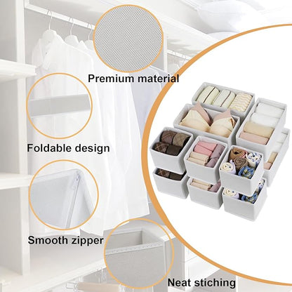 Fordonral Drawer Organizer Clothes, Foldable Fabric Dresser Organizer Closet Organizers and Storage Box for Underwear,Folded Clothes,Baby Clothing,Socks,Bra,Towels,Ties(6M+6S,White) - Image 4