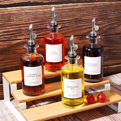 Molimoli Olive Oil Dispenser Bottle for Kitchen, Oil Dispenser w. Weighted Pourer, Glass Bottle Dispenser for Kitchen, Olive Oil Cruet, Glass Olive Oil Bottle | 350ml, Set of 4 - Image 6
