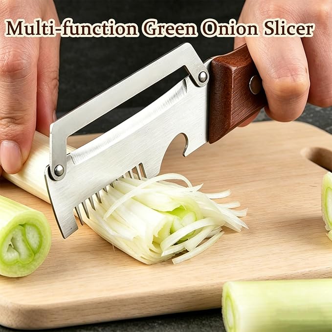 2PCS Multi-Functional Vegetable Peeler for Kitchen with Wooden Handle and Bottle Opener, 3 in 1 Stainless Steel Green Onion Slicer Kitchen Gadgets Tool for Fruit Veggie Potato Pumpkin Apple Carrot - Image 4