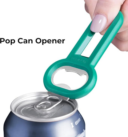Linoroso Magnetic Bottle Opener Pop Can Opener for Refrigerator, Beer Bottle Opener and Soda Can Opener with Cap Catcher, Portable Beer Opener for Bartender, Home, Restaurant, Bar Tools, 1 Pack, Green