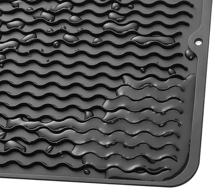 MicoYang Silicone Dish Drying Mat for Multiple Usage,Easy clean,Eco-friendly,Heat-resistant Silicone Mat for Kitchen Counter or Sink,Refrigerator or Drawer liner Black M 12 inches x 12 inches - Image 8