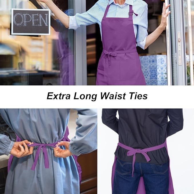 15 Pcs Adult Aprons Bulk with Pockets Adjustable Bib Chef Apron for Women Men Painting Cooking Crafting (S/L) - Image 4