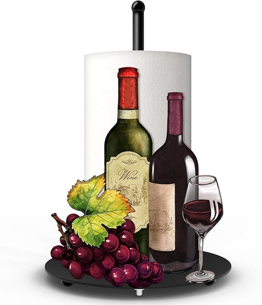 Hexagram Wine Paper Towel Holder, Wine Kitchen Bar Decor, Retro Decor for Kitchen Bar Bathroom Countertop, Antique Vintage Housewarming Gifts for Women Men