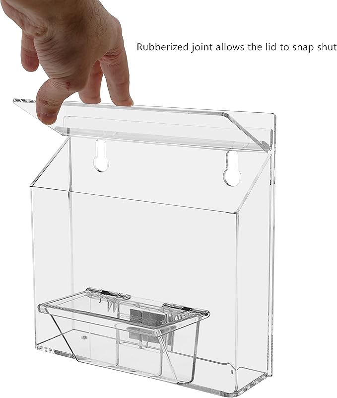 Marketing Holders Outdoor Brochure Holder Holds 7.5" x 5.5" Advertising Postcards and 3.5" x 2" Business Cards Clear Acrylic Wall Mount Box with Lid Includes Take One Sticker and Adhesive Strips