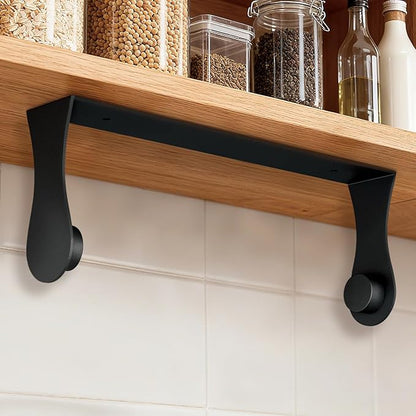 Paper Towel Holder Under Cabinet, Black, Adhesive & Wall Mount, Under Counter Paper Towel Rack for Kitchen and Bathroom, Home and Kitchen Decor by Smipam