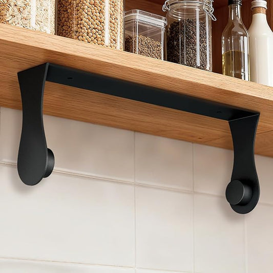 Paper Towel Holder Under Cabinet, Black, Adhesive & Wall Mount, Under Counter Paper Towel Rack for Kitchen and Bathroom, Home and Kitchen Decor by Smipam