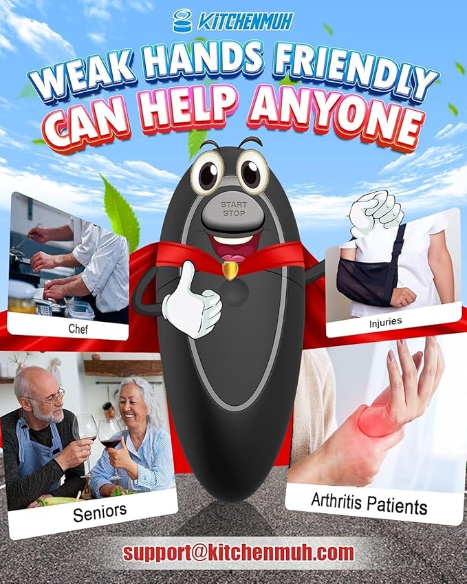 One Touch Electric Can Opener Fits All Can Sizes for Seniors with Arthritis, Battery Operated Can Opener with Smooth Edge, Food Safe Kitchen Gadgets Automatic Can Opener for Kitchen - Image 7