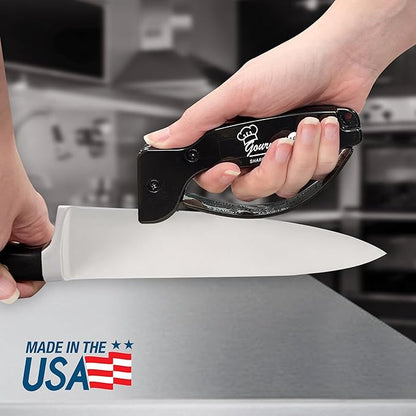 AccuSharp Gourmet Series, 15 Degree Knife Sharpener for Gourmet Knives, Diamond-Honed Tungsten Carbide Reversible Blades, Hones & Refines Straight-Edge or Serrated Gourmet Knives, Hand-Held, Black - Image 5