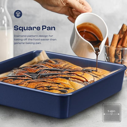 Baking Pans Set 8-Piece Bakeware Sets, Baking Sets for Cooking Nonstick Oven Pan Set, Baking Sheet Set, Cookie Sheets for Baking, Muffin Pan, Ceramic Coated Blue - Image 5
