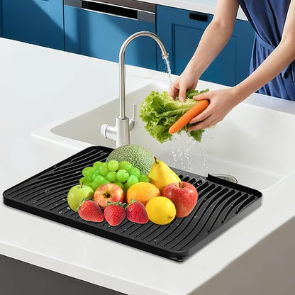 Silicone Dish Drying Mat for Kitchen Counter, Dish Drying Pad, Non-Slip Drain Pad with Built-in Drain, Heat Resistant Stone Drying Mat - Image 7