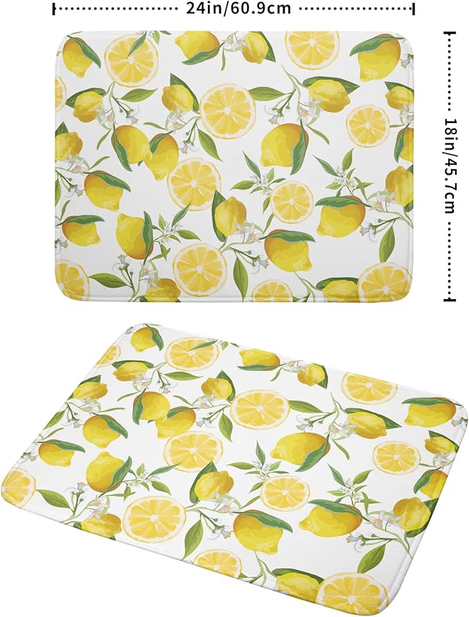 Lemon Dish Drying Mat for Kitchen Counter Spring Summer Microfiber Absorbent Dish Draining Reusable Washable Foldable Extra Large 18"x24" - Image 2