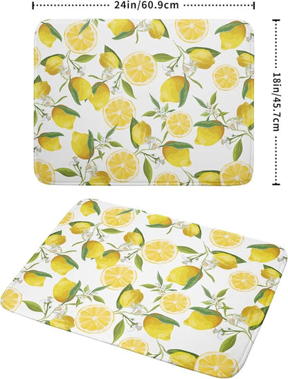 Lemon Dish Drying Mat for Kitchen Counter Spring Summer Microfiber Absorbent Dish Draining Reusable Washable Foldable Extra Large 18"x24" - Image 2