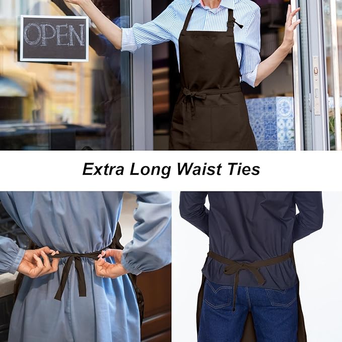 15 Pcs Adult Aprons Bulk with Pockets Adjustable Bib Chef Apron for Women Men Painting Cooking Crafting (S/L) - Image 4