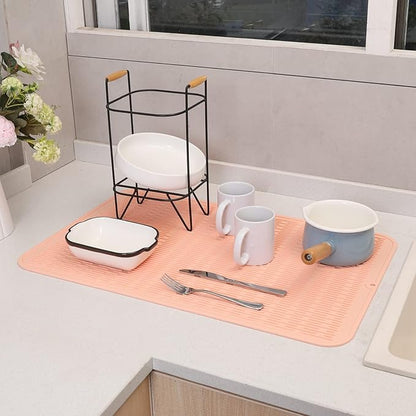 MicoYang Silicone Dish Drying Mat for Multiple Usage,Easy clean,Eco-friendly,Heat-resistant Silicone Mat for Kitchen Counter or Sink,Refrigerator or Drawer Liner Pink 3XL 28 inches x 18 inches - Image 6