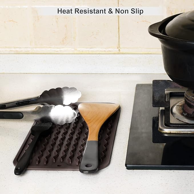 ZLR Silicone Sponge Holder & Sink Caddy Tray (6" x 12") - Narrow Dish Drying Mat for Kitchen Counter - Waterproof Soap Dispenser Organizer, Non-Slip Bathroom Vanity Tray (Coffee) - Image 9