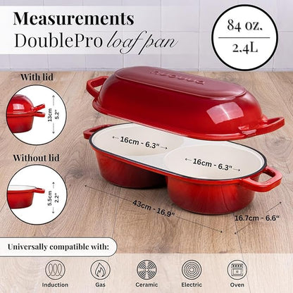 Dutch Oven For Sourdough Bread Baking – Enamelled Cast Iron Bread Loaf Pot – 500°F Oven Safe Non Stick Bread Pot – Double Round Loaf Space, 16.5cm Diameter, Red, – by Nuovva - Image 2