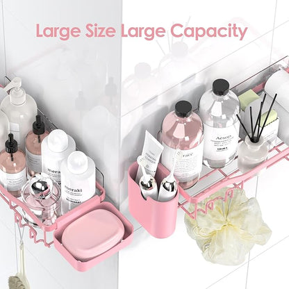 NESOMI Shower Caddy Adhesive Shower Organizer 8-Pack, Rustproof Stainless Steel Bathroom Shelves, Large Capacity No-Drill Rack Storage Accessories with Soap Dish Toothbrush Holder Hooks - Image 9