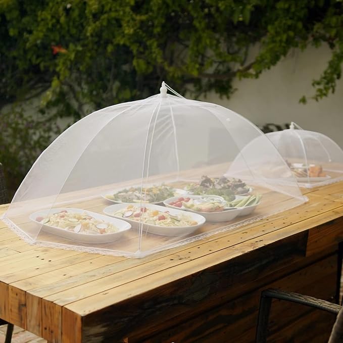 Simply Genius Pop-Up Mesh Food Covers - 17 x 17 in, White, 6 Pack, Large & Tall - Reusable & Collapsible Food Tents for Outdoor Serving - Image 7