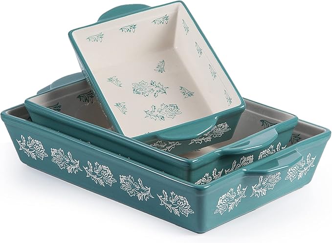 Wisenvoy Baking Dish Ceramic Lasagna Pan Casserole Dish 3-Piece Bakeware Sets Baking Dishes Baking Set Baking Dish Set by wisenvoy