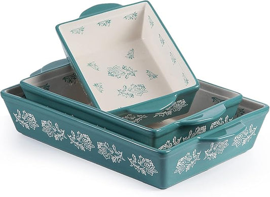 Wisenvoy Baking Dish Ceramic Lasagna Pan Casserole Dish 3-Piece Bakeware Sets Baking Dishes Baking Set Baking Dish Set by wisenvoy