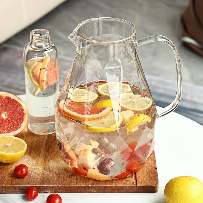 Glass Pitcher with Lid,1 Gallon Glass Water Pitcher Hot/Cold Water Jug, Juice and Iced Tea Beverage Carafe with Lid (Extra-Wide Mouth) - Image 3