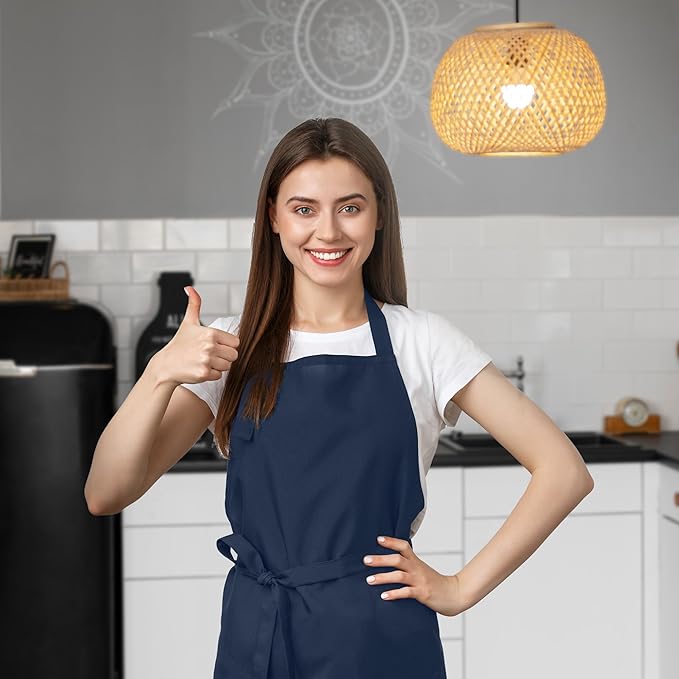 Avalon Kitchen Aprons for Men - 100% Polyester Chef Apron Women with Extra Long Ties - Cooking Aprons for Women & Mens Apron - Image 4