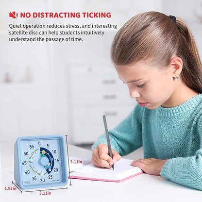 Secura 60-Minute Visual Timer for Kids, Time Clocks, Countdown Timer for Office Kitchen, Classroom Timer for Kids, Silent Time Management Tool (Blue)