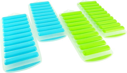 Meadow Lane Ice Stick/Cube Tray, Teal Blue, 1-Tray (4-Pack, 2 Green / 2 Blue), Narrow and Long for Sports Bottles