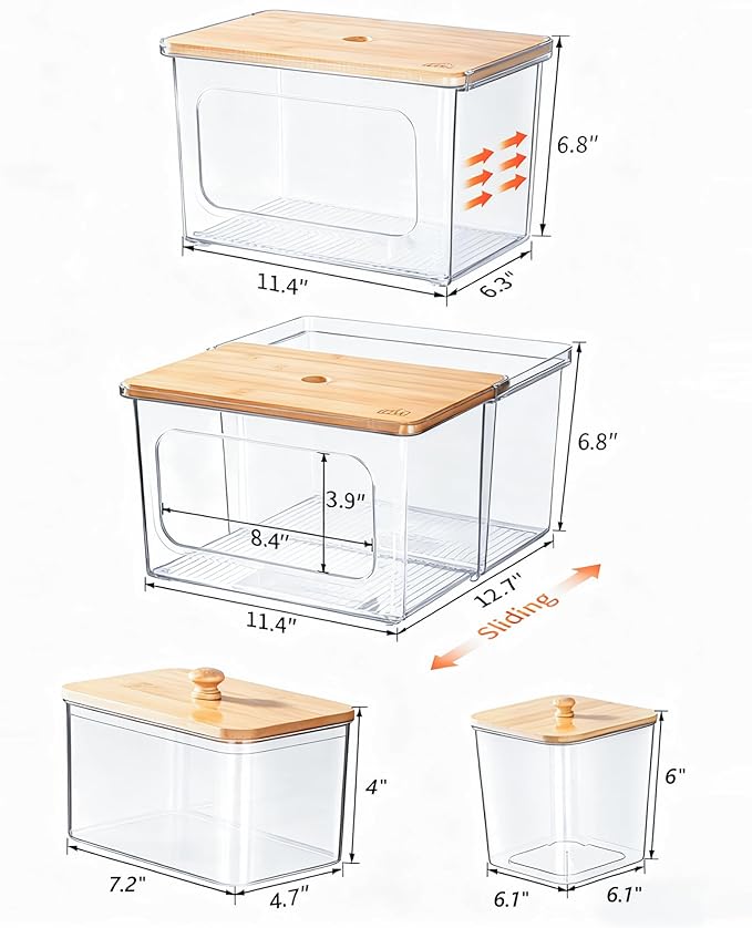 iCASA Trash Bag Dispenser Dishwasher Pod Holder - 5 in 1 Plastic Garbage Bag Under Sink Organizer, Acrylic Dryer Sheet Balls Laundry Pods Container with Bamboo Lid, Pantry Organizers and Storage Box - Image 3