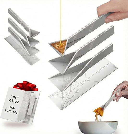 POLYGONS - Original Flat 3-in-1 Folding Measuring Spoons | 2 Spoons fold into 6 Sizes | Magnetic | DuraBend Tech lasts 100k+ folds | LeakProof for Wet & Dry | Gift Packaging | Baking/Cooking (White) by Polygons