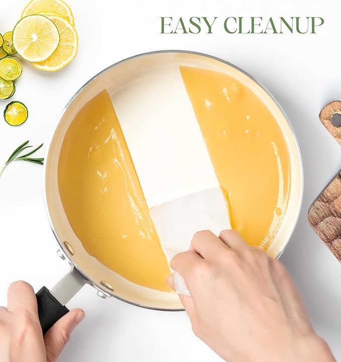 MICHELANGELO Nonstick Sauce Pan with Lid, Ceramic Saucepan Set, Non Toxic Small Saucepans Sets with Stay-Cool Handle, Induction Pots For Cooking, PTFE & PFOA Free - 1Qt & 2Qt & 3Qt, Green - Image 6