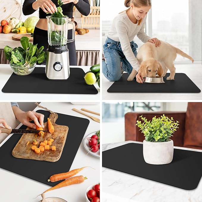 WISELIFE Dish Drying Mat Super Absorbent Drying Mat Large Dish Drying Mats for Kitchen Counter Easy Clean Dish Mat Kitchen Drying Mat16"x 24" Classic Black - Image 7