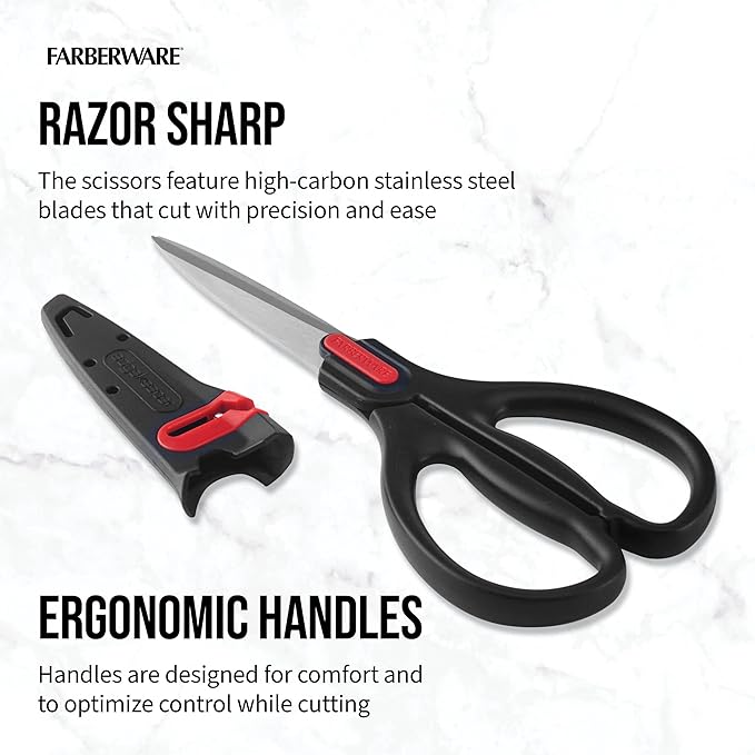 Farberware Self-Sharpening Stainless Steel All-Purpose Shears with Edgekeeper Sleeve - Image 4