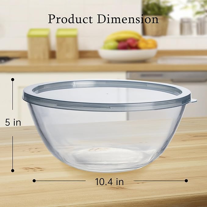 Ajrwiiy Large Glass Bowl for Sourdough Bread Making, 4.7 Quart Glass Mixing Bowl for Sourdough Bread with Lid, Clear Breads Proofing Bowl with Covers, Ideal for Kitchen, Storage - Image 6